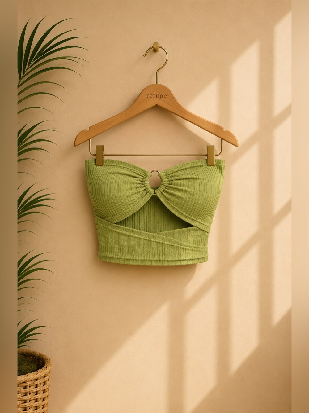 Green Strapless Women's Top